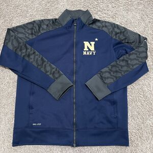 Navy Midshipmen Jacket Large Mens Blue Nike Windbreaker Full Zip Sleeve Pocket